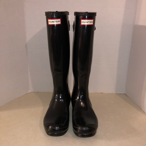 Hunter black rubber snow rain boots size 7 women - Picture 1 of 9